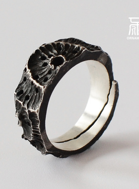 尾戒情侣纯银可调节戒指环开口