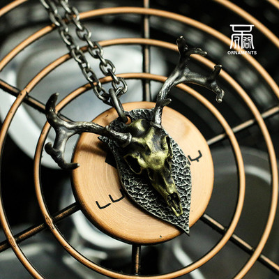 原创麋鹿哥特风纯银项链吊坠