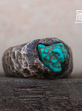 绿松石戒指环镶嵌手工925纯银