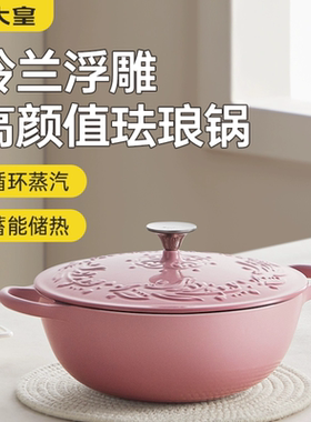 炊大皇珐琅锅铸铁锅家用炖锅炖盅砂锅汤锅焖烧锅不粘锅电磁炉煮锅