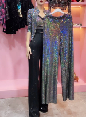 2296女士亮片上衣精致细节舞蹈拉丁吉特巴练习服