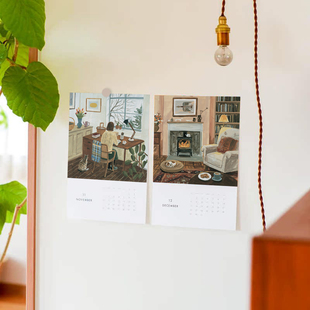 饰画家用创意挂墙单页月历 新年挂历插画装 2026年日历 北欧印象