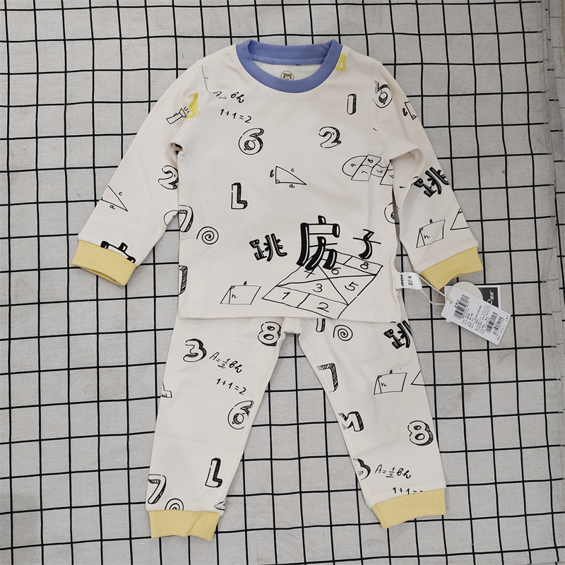 米乐熊2023年春季儿童圆领内衣套装1-4岁儿童秋衣套装MN2979TD2