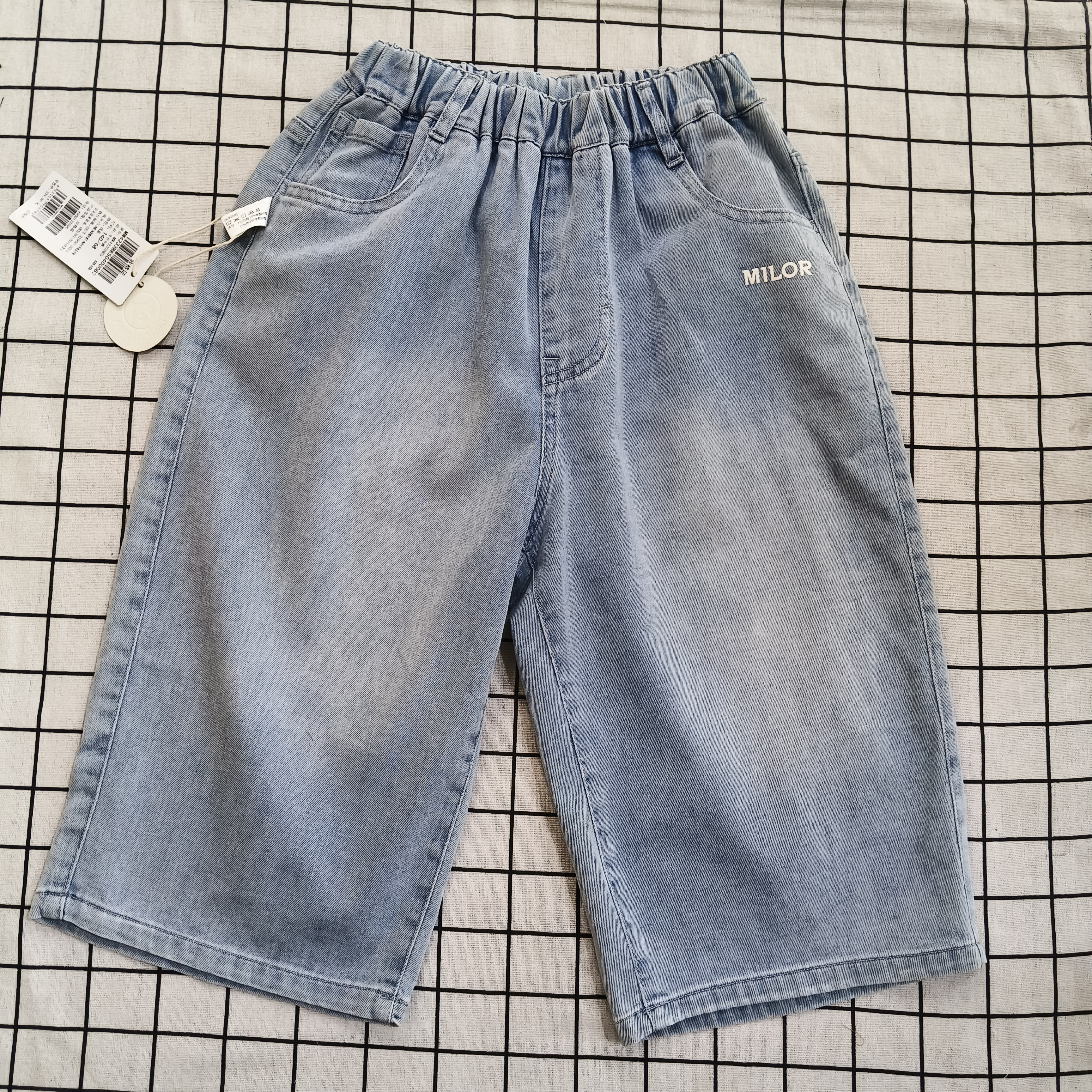 米乐熊中童夏季牛仔中裤140码断码清仓MW4233BK5