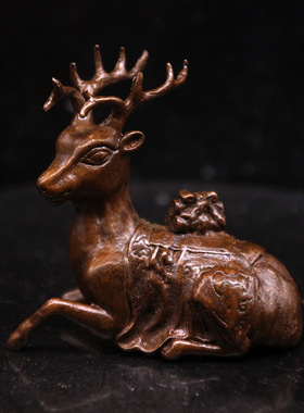 纯铜福鹿茶道茶宠实心