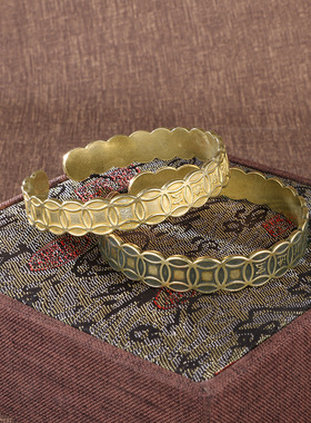 做旧黄铜钱币开口手环镯子