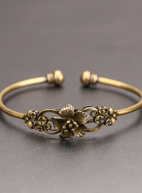 复古手工做旧黄铜手镯子