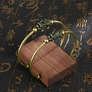 实心纯黄铜貔貅手串手镯男女款复古手钏饰品转运财源滚滚瑞兽