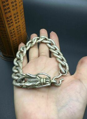 古玩做旧老银全手工银链手链藏银民族风男女霸气时尚银饰手镯现货