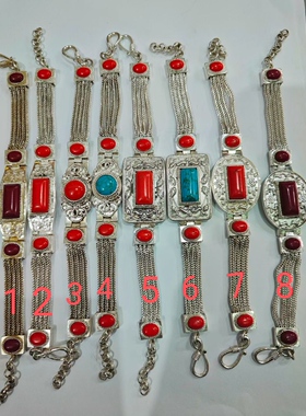 个性时尚嘻哈风男女同款纯手工镶嵌手链镀银手镯