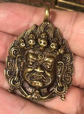 藏式铜牌大鹏金翅鸟铜吊坠泥泊尔藏传托甲大鹏鸟佛牌吊坠 工艺品