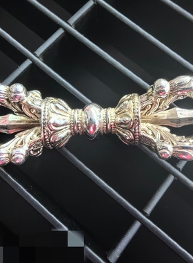 做旧白铜镀银苗族银手工雕刻金刚杵银挂件男女霸气银饰手持现货