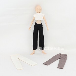 1/12兵人衣服娃衣12分OB BJD6寸机娘半包胶女素体休闲直筒裤多色