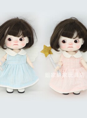 小6分bjd娃衣 YMY大胖梨体衣服 胖点体 肥羊体 可爱天使裙+魔法棒