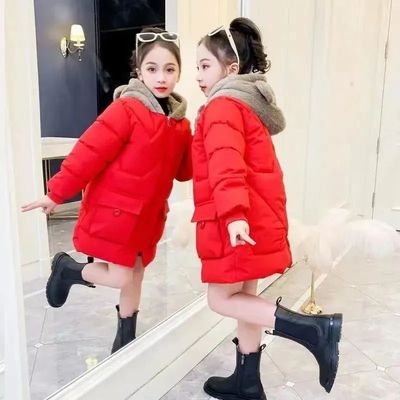 女童秋冬冬装2025新款外套加绒棉衣洋气小女孩棉袄儿童棉服中长款