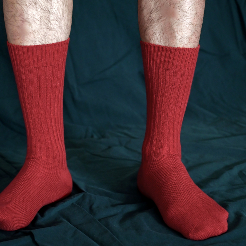 Weekan男女红色中筒袜纯棉羊毛