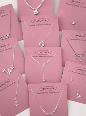 S925纯银珍珠项链女小众设计轻奢高级感不掉色简约锁骨链配饰批发