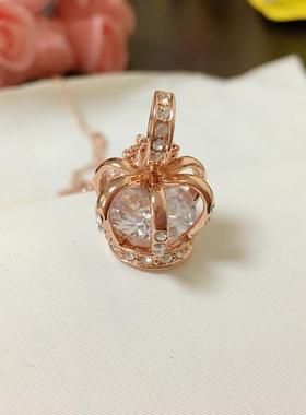 玫瑰金色克拉镂空水晶防过敏项链