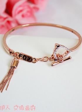 饰品玫瑰金镂空流苏水晶手链