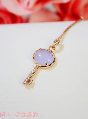 饰品玫瑰金水晶钥匙短链