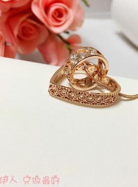 饰品玫瑰金色镂空桃心戒指短链