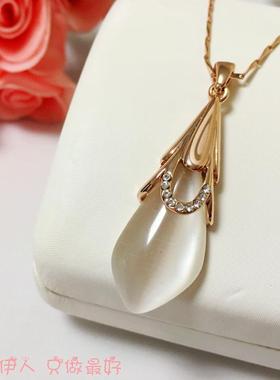 饰品玫瑰金猫眼石闪亮不掉色短链