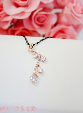 饰品玫瑰金流苏水晶防过敏短链