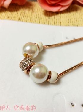 饰品玫瑰金色转运珠水晶短链