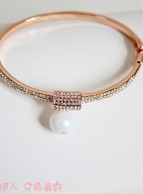 玫瑰金色流苏珍珠防过敏手链