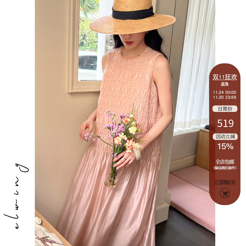 打揽轻盈空气感无袖连衣裙女夏