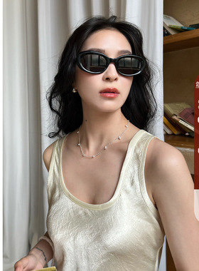 椭圆显脸小太阳镜墨镜防紫外线