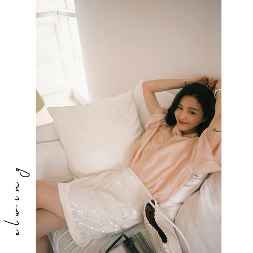 重工水光亮片半身裙女夏