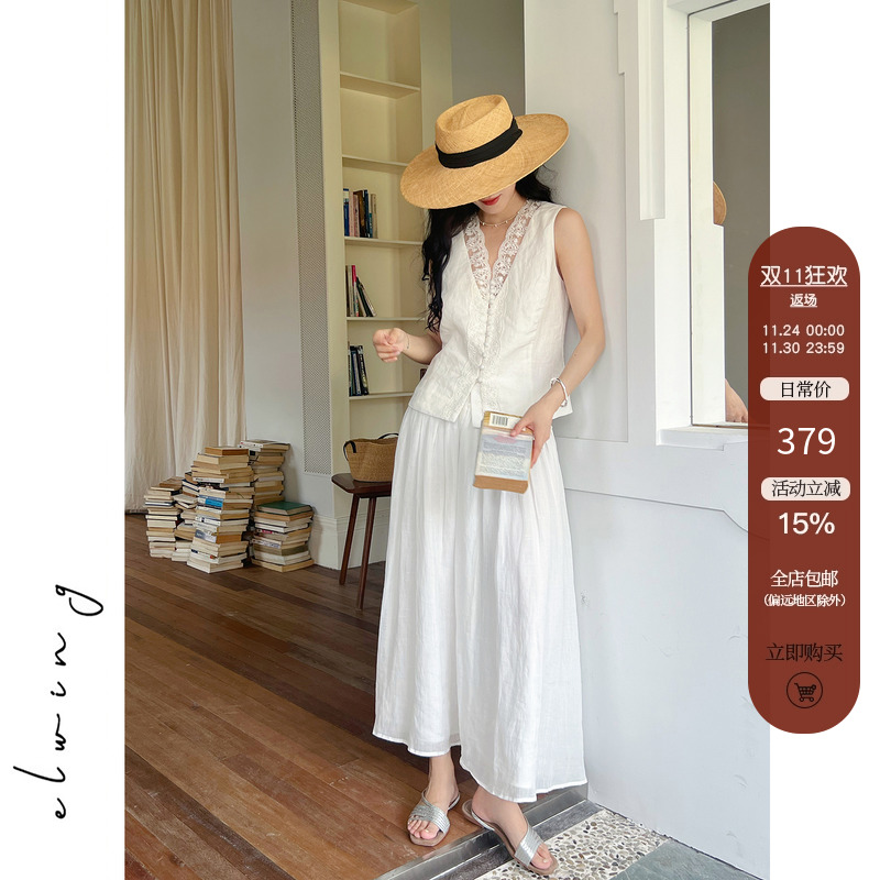 浪漫飘逸设计感100%苎麻半身裙