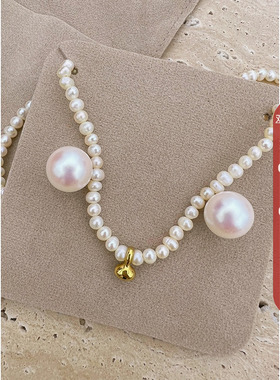 淡水珍珠项链+珍珠耳钉套装