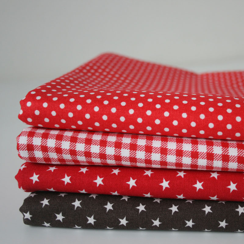 c19外贸棉布星星格子点点(4款选)拼布diy布料|幅1.1米