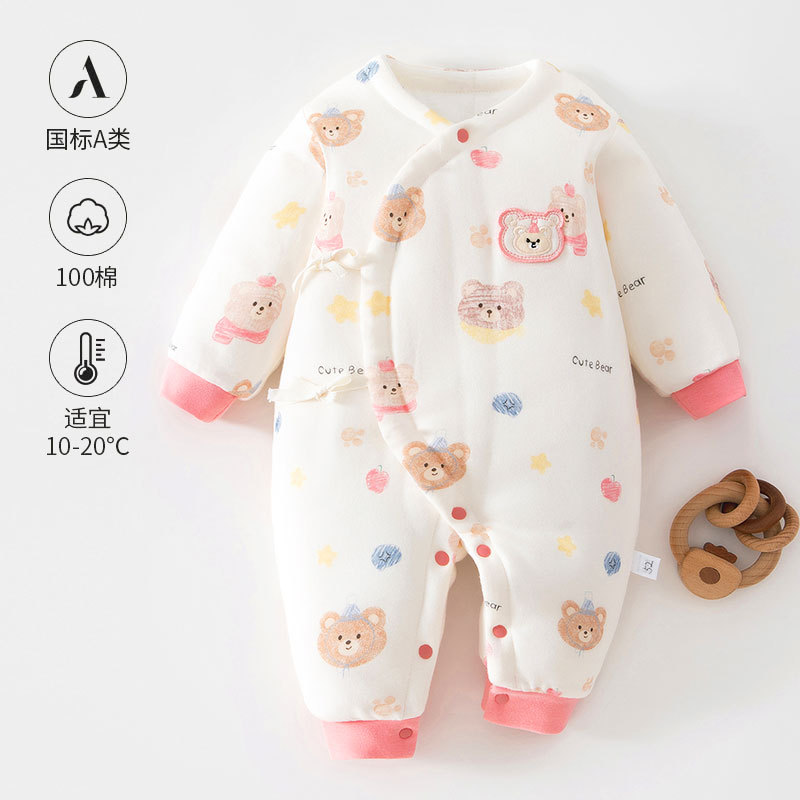 120克婴儿夹棉连体衣睡衣爬服