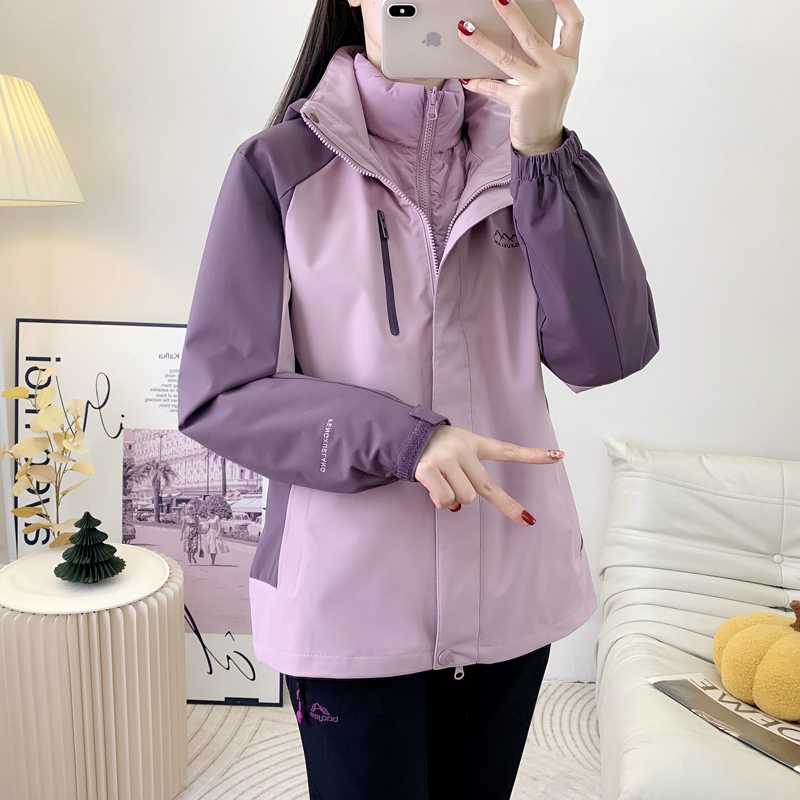 风雪狼品牌三合一冲锋衣女羽绒内胆可拆卸防风防水保暖冬季登山服