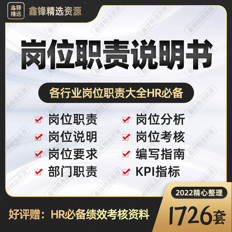 企业员工岗位职责说明书公司部门岗位任职要求人力资源HR招聘模板