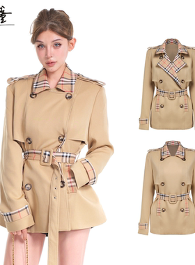 龙牙童推荐【英伦风衣】秋冬法式复古港风风衣外套收腰显瘦双排扣