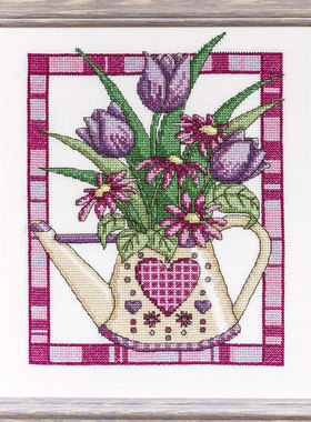 小小鱼DMC线十字绣套件 World239-3紫色郁金香花瓶新品简约手工