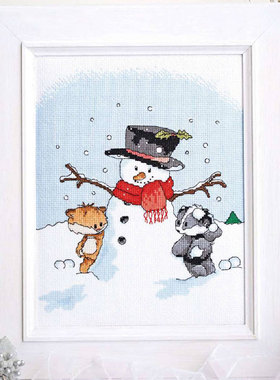 小小鱼DMC绣线十字绣套件 COL230-1快乐堆雪人 卡通新品精准印花