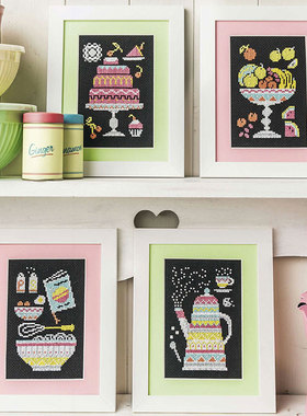 小小鱼DMC绣线十字绣套件 Crazy204-3厨房果盘黑色绣布手工刺绣