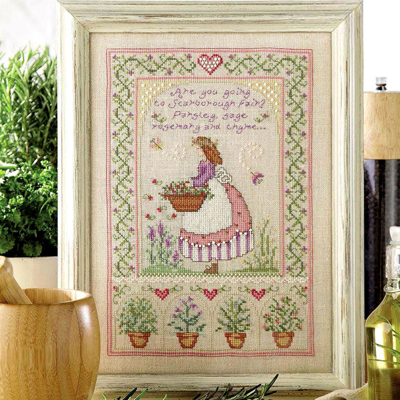 小小鱼dmc绣线十字绣套件 col210-1浇花的女孩 亚麻绣布diy刺绣