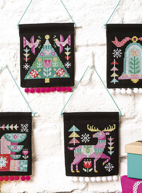 小小鱼DMC绣线十字绣套件 Crazy223-2圣诞民间艺术手工刺绣黑色布