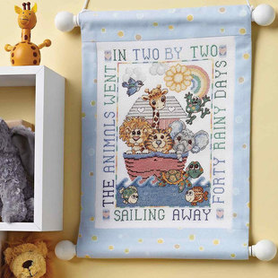 可爱卡通儿童房挂画 1诺亚方舟 小小鱼ANC绣线十字绣套件 COL237