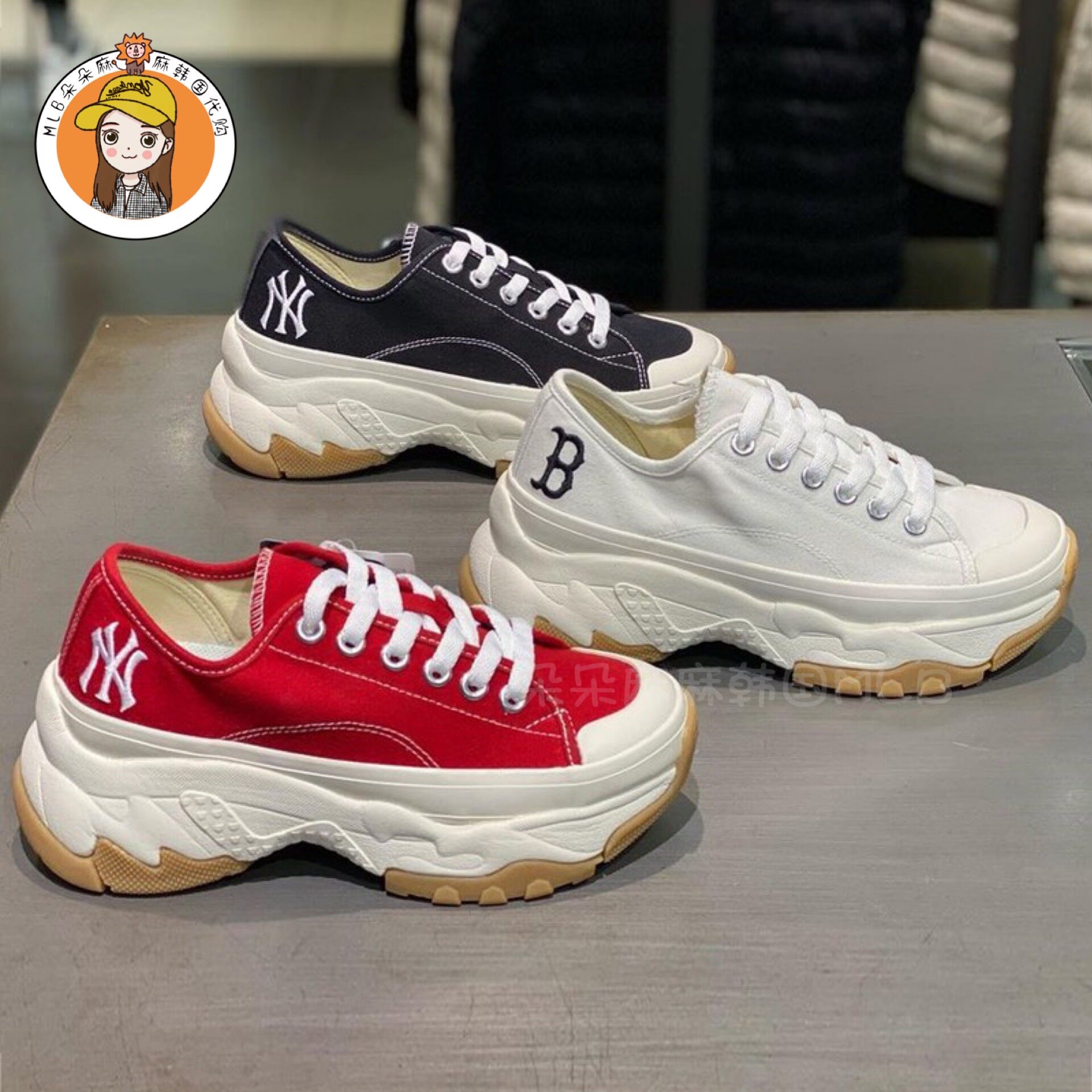 mlb韩国正品新款系带休闲运动鞋