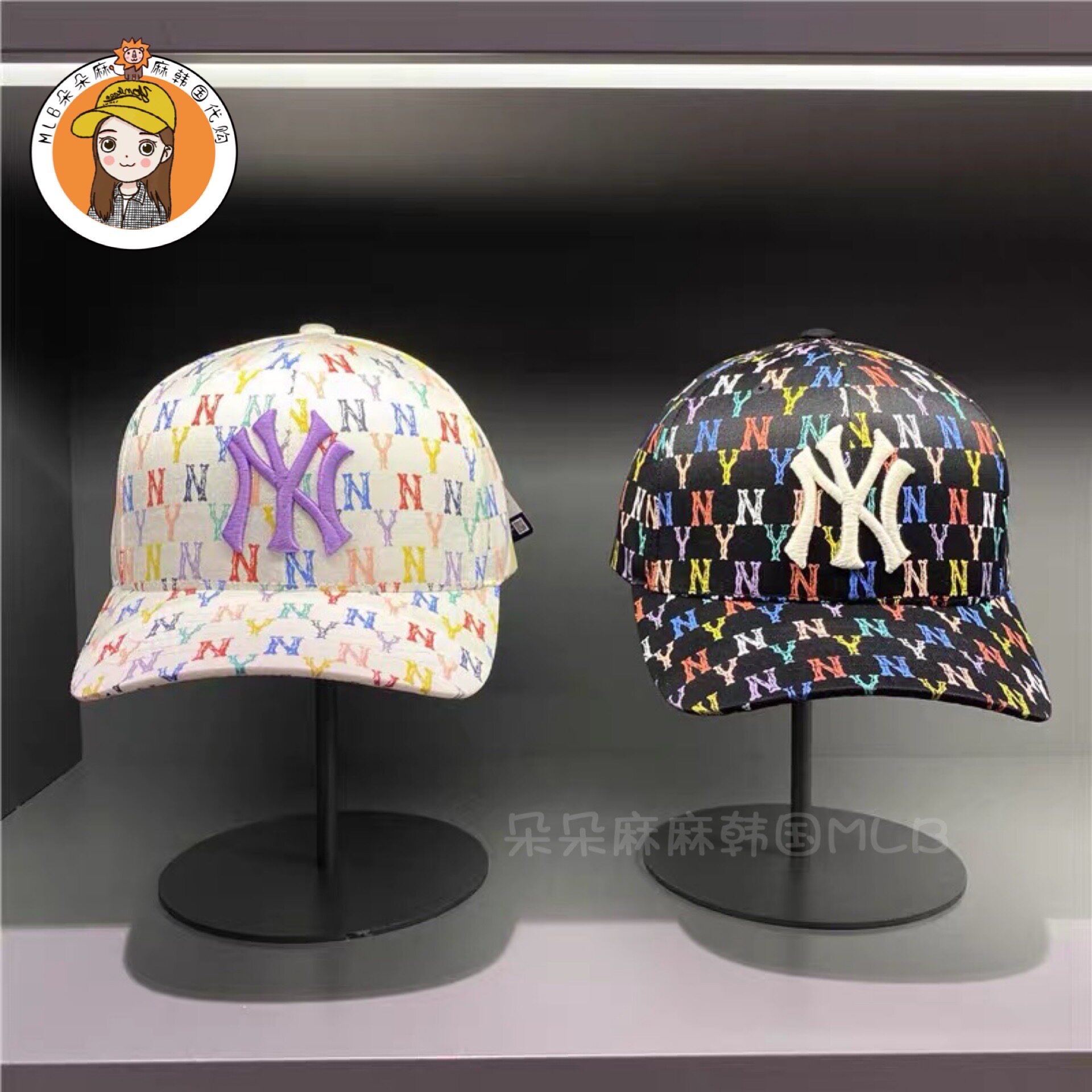 MLB新款女鸭舌帽ins印花棒球帽