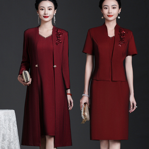 喜婆婆婚宴装2023新款夏天女儿结婚礼喜妈妈礼服高贵两件套装秋季