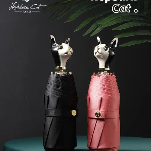 猫钓鱼伞法式小洋伞防晒防紫外线晴雨两用小雨伞贵族太阳伞女