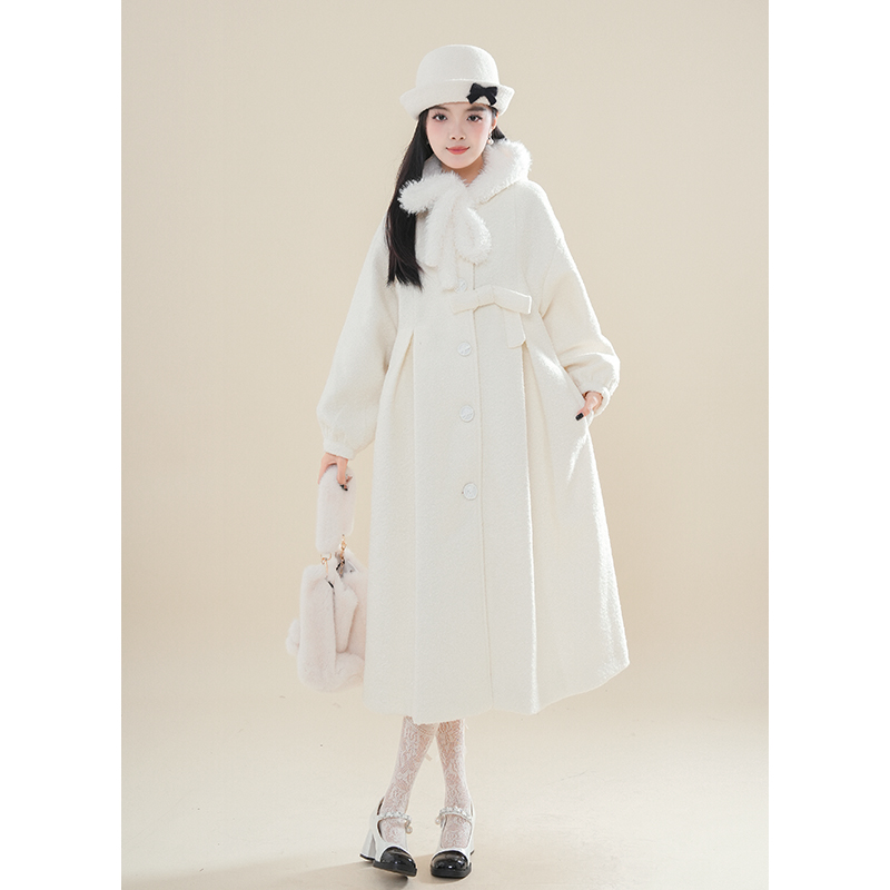 高级感保暖加厚毛呢外套2025冬季新款甜美小个子显瘦毛领呢子大衣
